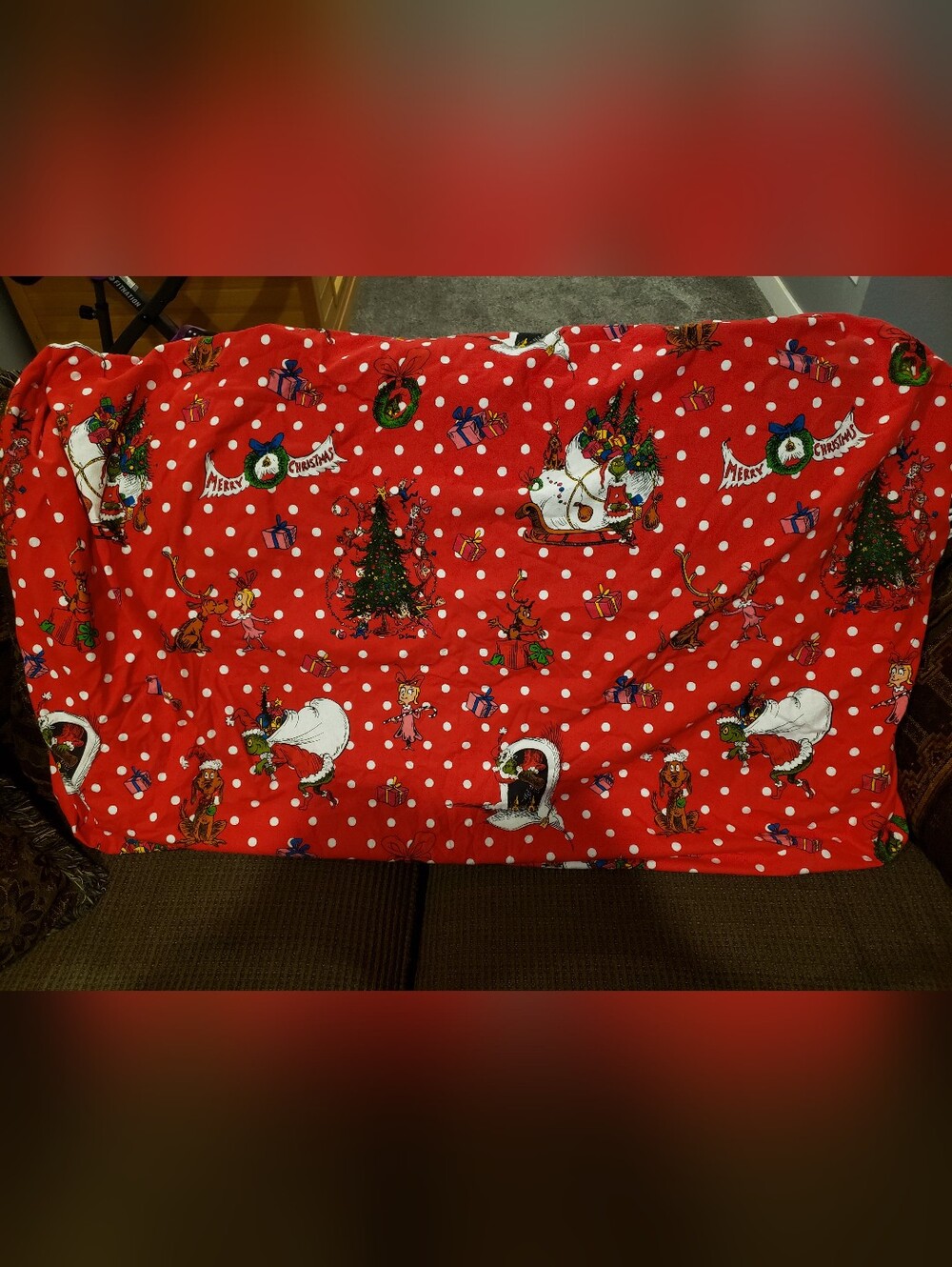 Pottery Barn Kids-The Grinch Red Christmas Crib Sheet.